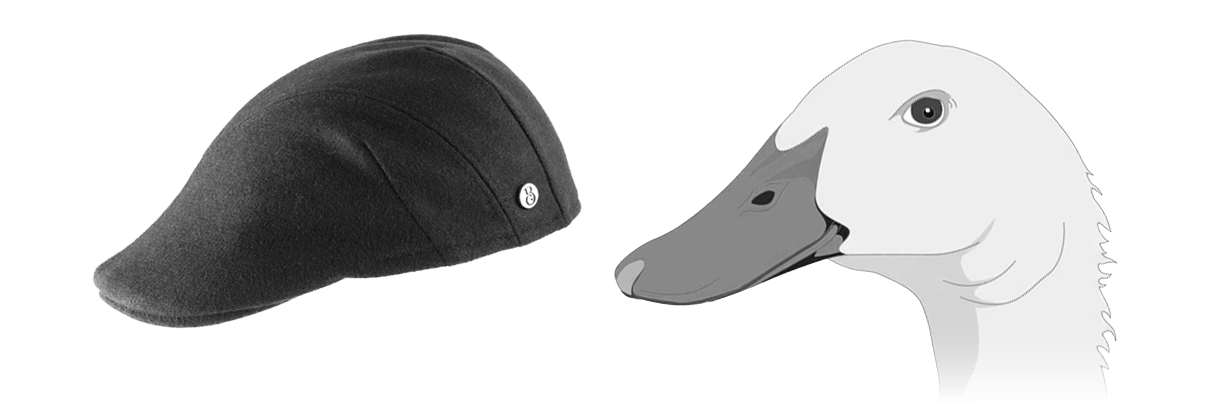 Profile view of a duckbill cap