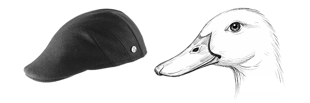 Profile view of a duckbill cap