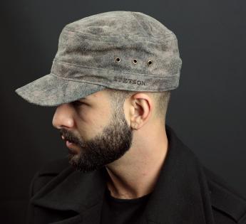 Stetson Raymore Leather Military Cap 