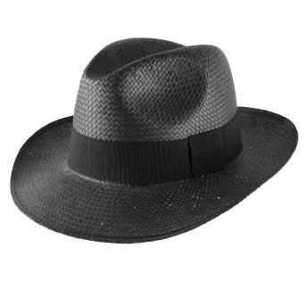 Black 100 % de papier Chapeau de Paille Panama Style, Brim Edge